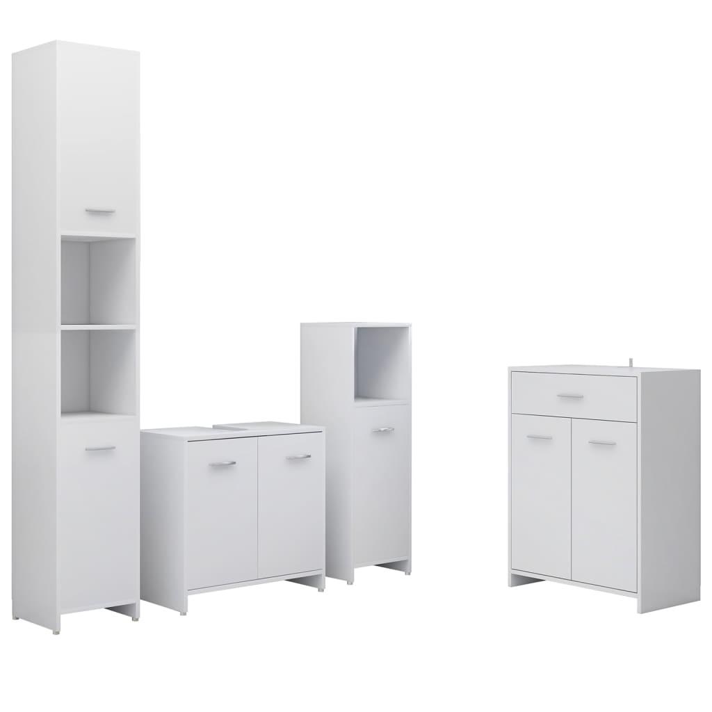 Vidaxl 4 pcs conjunto de móveis de casa de banho branco