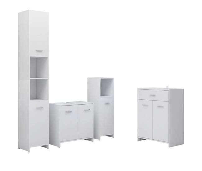 Vidaxl 4 pcs conjunto de móveis de casa de banho branco