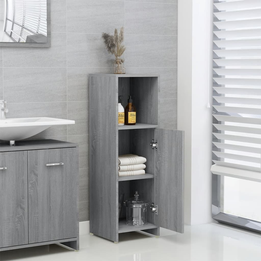 Vidaxl armário wc 30x30x95 cm derivados de madeira cinzento sonoma