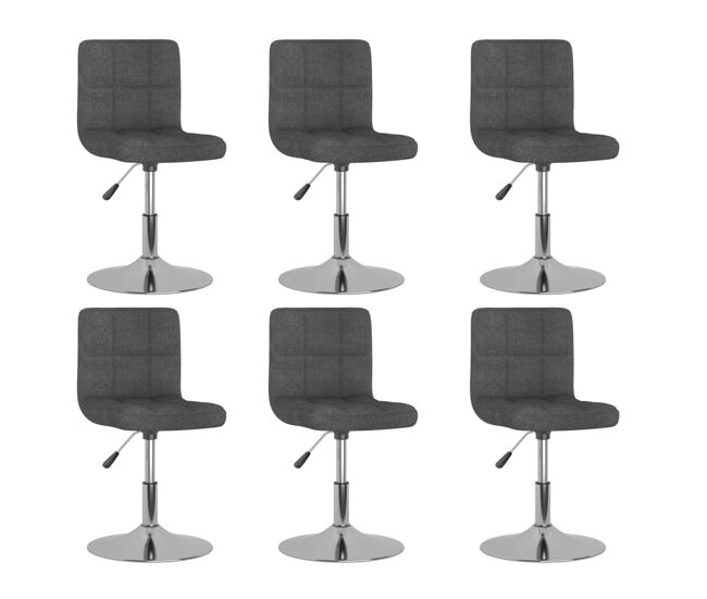 Vidaxl cadeiras de jantar giratórias 6 pcs tecido cinzento-escuro