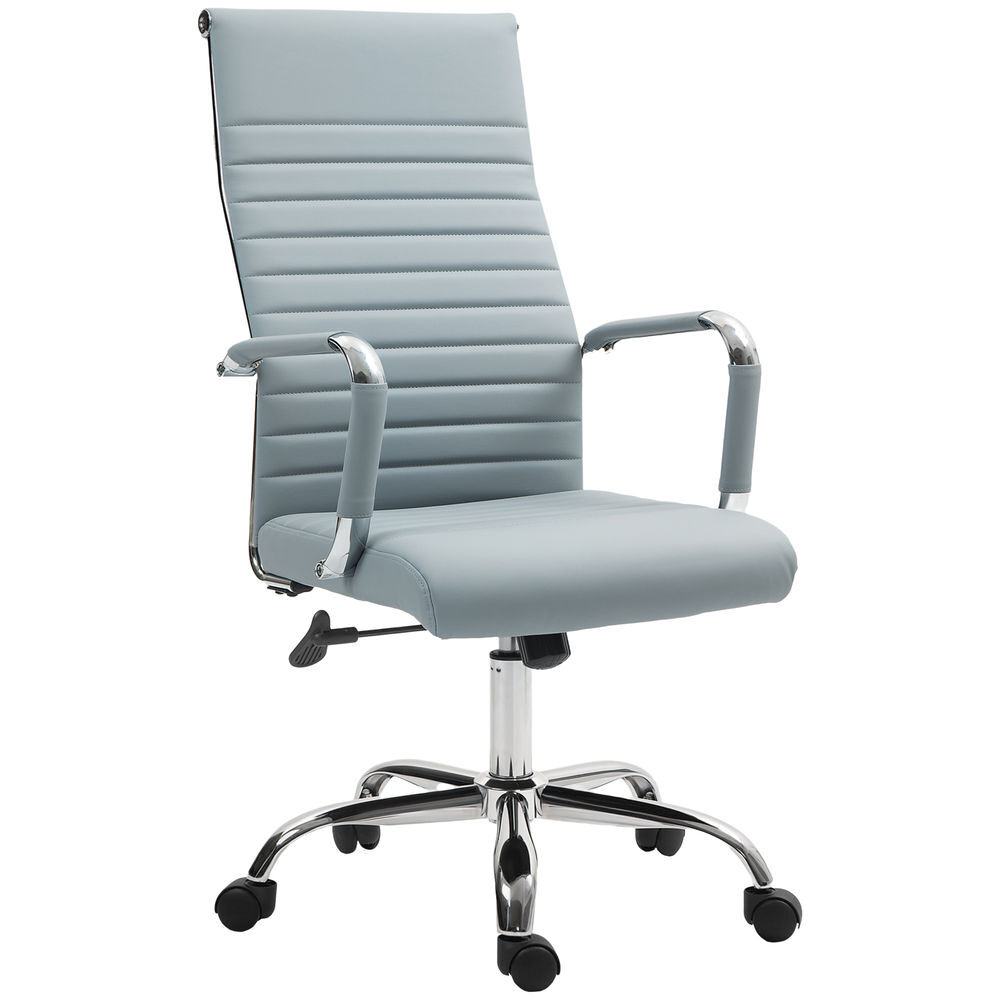 Vinsetto cadeira de escritório giratoria 360° inclinável com altura ajustável rodas apoio de braços 54x62x104-114 cm gris claro