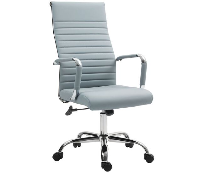 Vinsetto cadeira de escritório giratoria 360° inclinável com altura ajustável rodas apoio de braços 54x62x104-114 cm gris claro