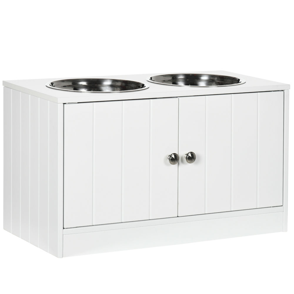 Comedouro Elevado para Cães MDF e Aço Inoxidável PawHut
