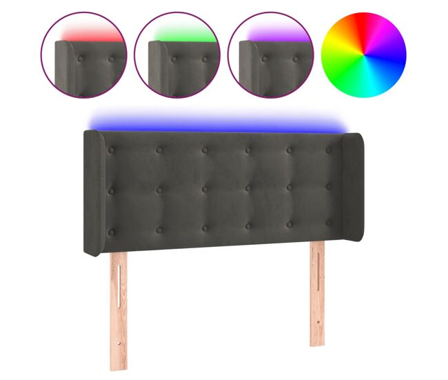 Vidaxl cabeceira cama c/ luzes led veludo 83x16x78/88cm cinza-escuro