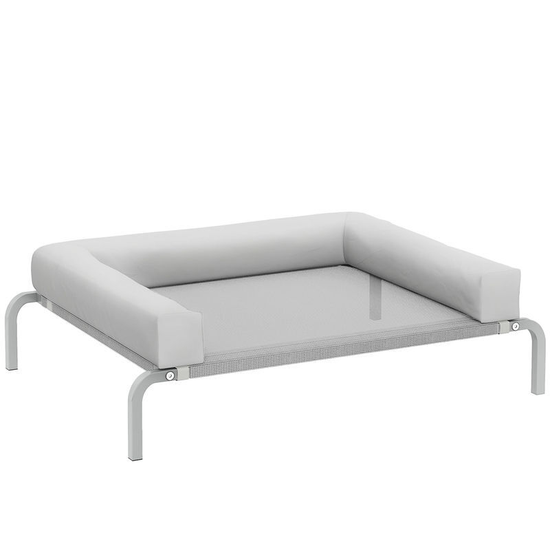 Pawhut cama elevada para cães com latertais amovíveis cama elevada para cães pequenos portátil com malha respirável estrutura de aço para interior e