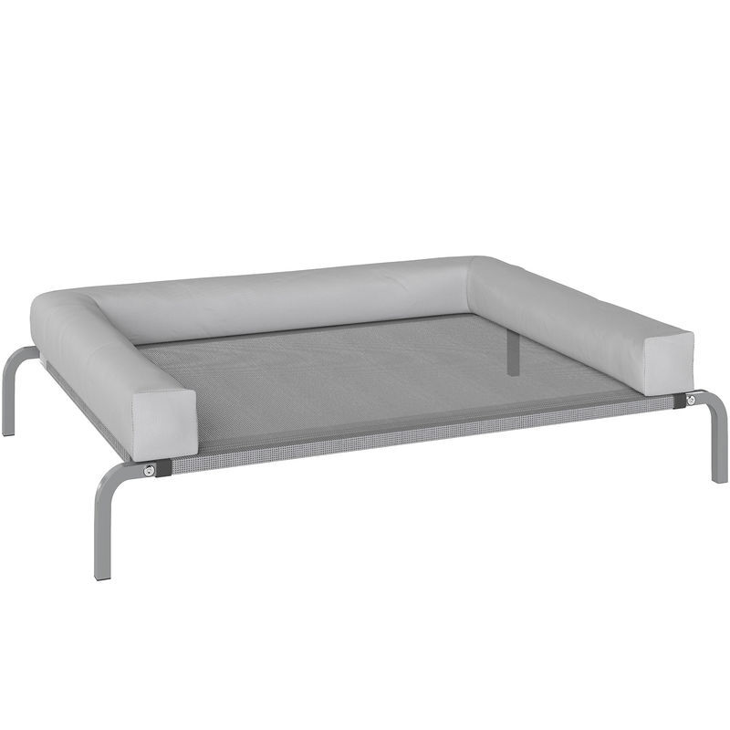 Pawhut cama elevada para cães com latertais amovíveis cama elevada para cães médios portátil com malha respirável estrutura de aço para interior e