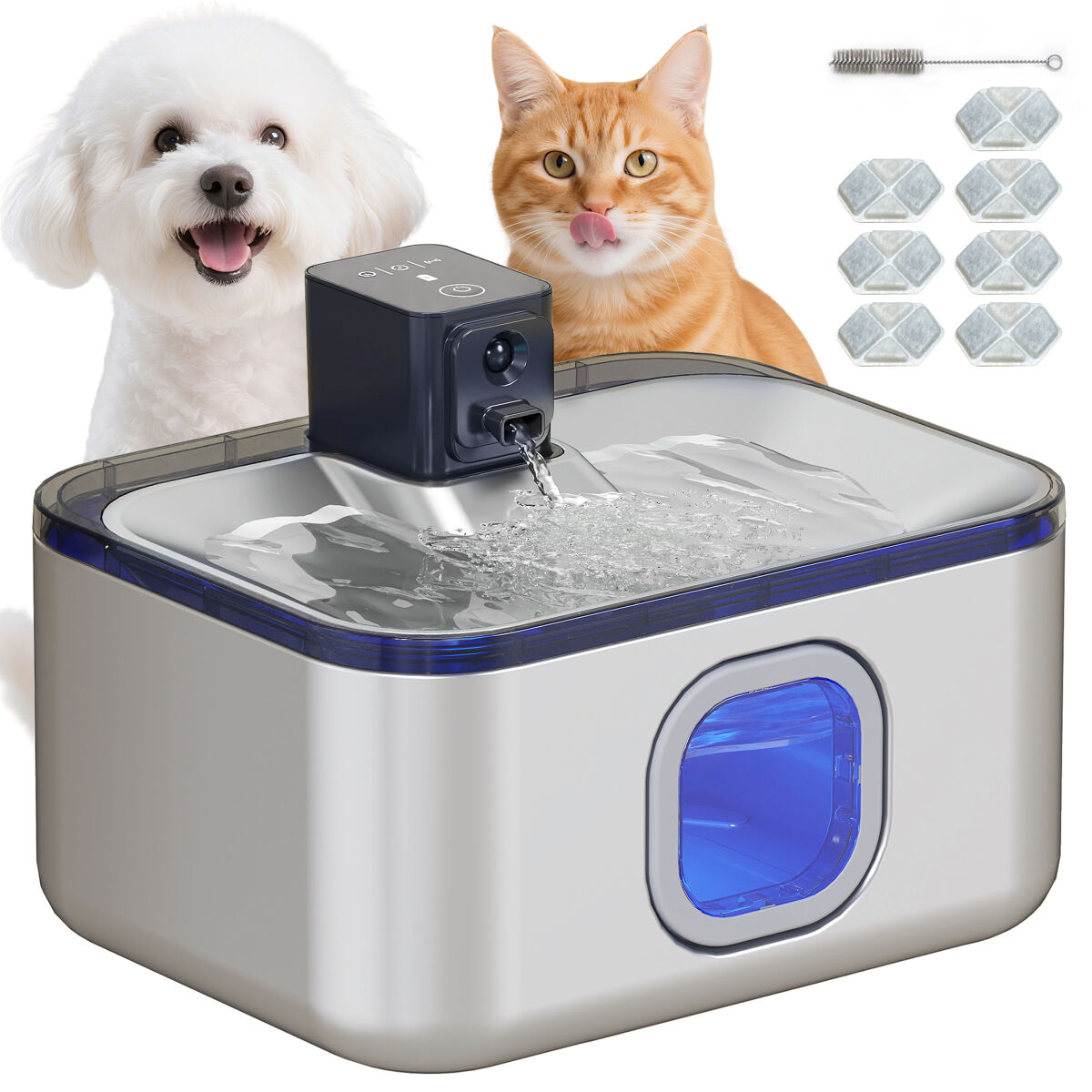 Fonte de Água Animais de Estimação ABS e Aço Inoxidável PawHut