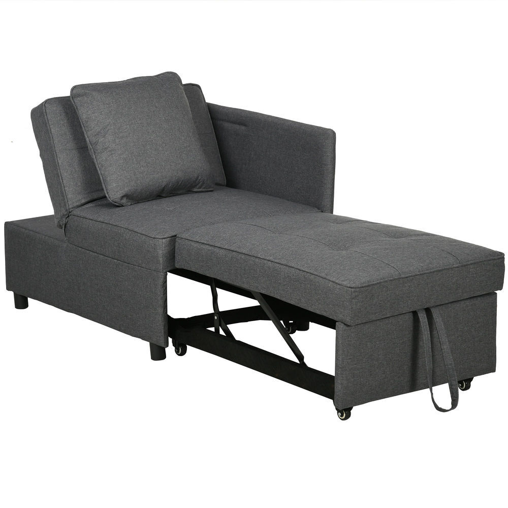 Sofá Cama Individual Madeira e Poliéster HOMCOM, casa - sófas