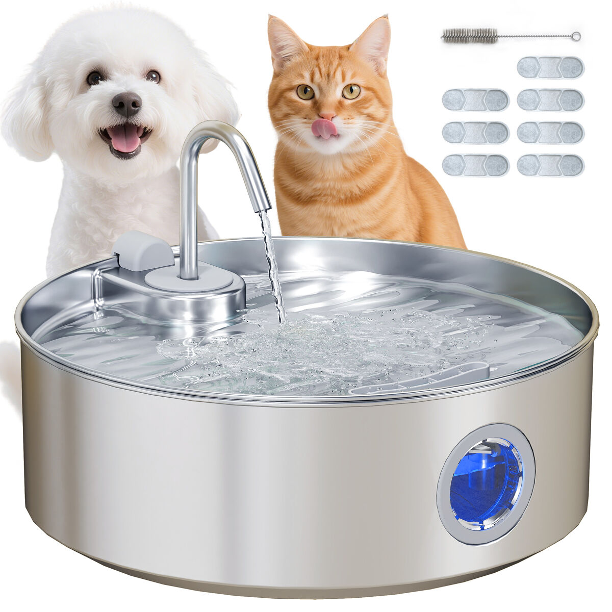 Fonte de Água para Animais Aço Inoxidável 304 PawHut