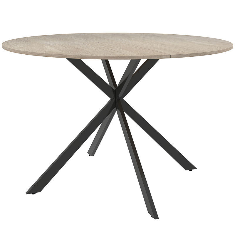 Homcom mesa de jantar redonda para 4 pessoas, ø120x75 cm, mesa de cozinha industrial com estrutura de aço, castanho escuro