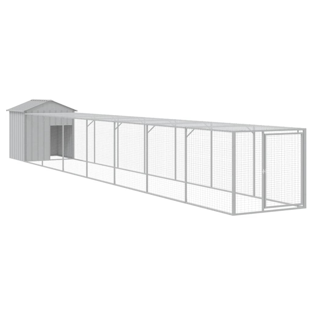 Vidaxl galinheiro com anexo 117x813x123 cm aço galvanizado cinza-claro