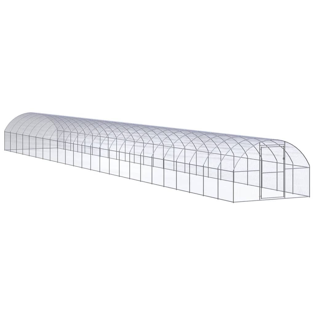 Vidaxl galinheiro de exterior 3x24x2 m aço galvanizado