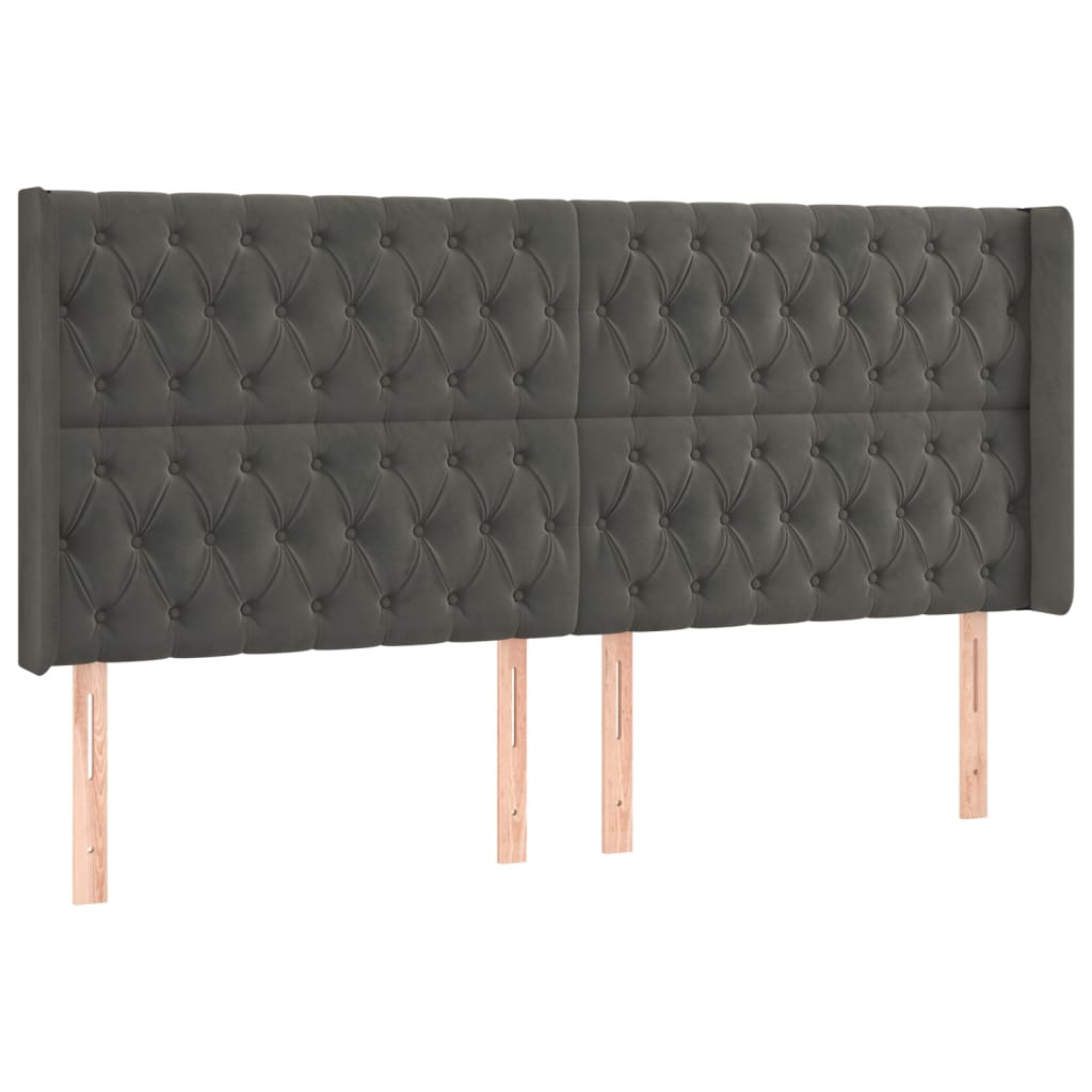Vidaxl cabeceira cama c/ abas veludo 183x16x118/128 cm cinzento-escuro