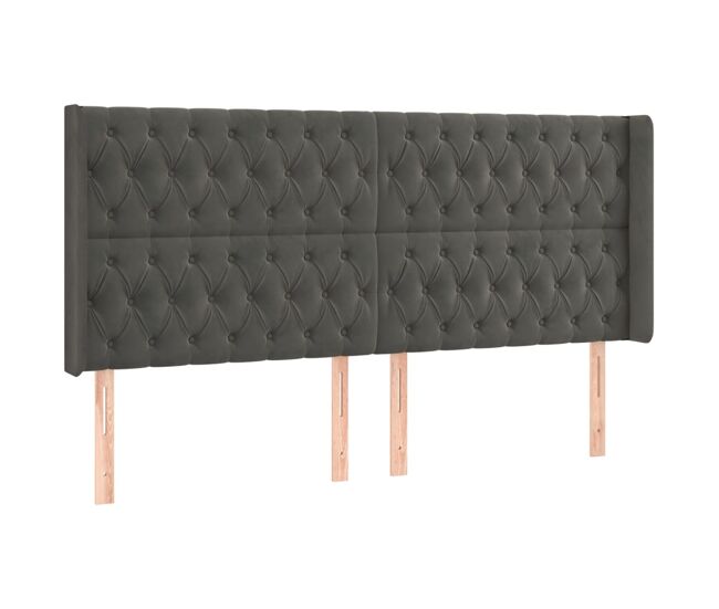 Vidaxl cabeceira cama c/ abas veludo 183x16x118/128 cm cinzento-escuro