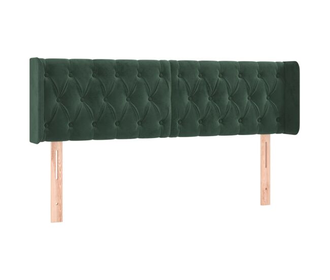 Vidaxl cabeceira de cama c/ abas veludo 163x16x78/88cm verde-escuro