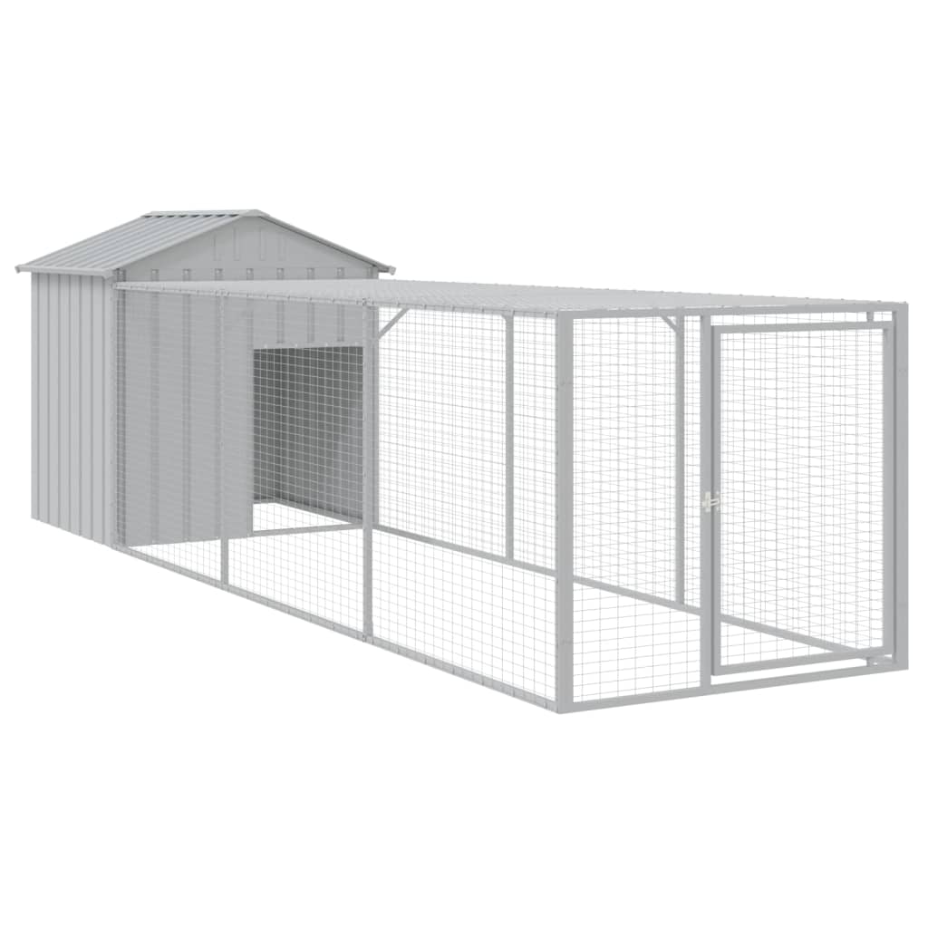 Vidaxl galinheiro com anexo 117x405x123 cm aço galvanizado cinza-claro