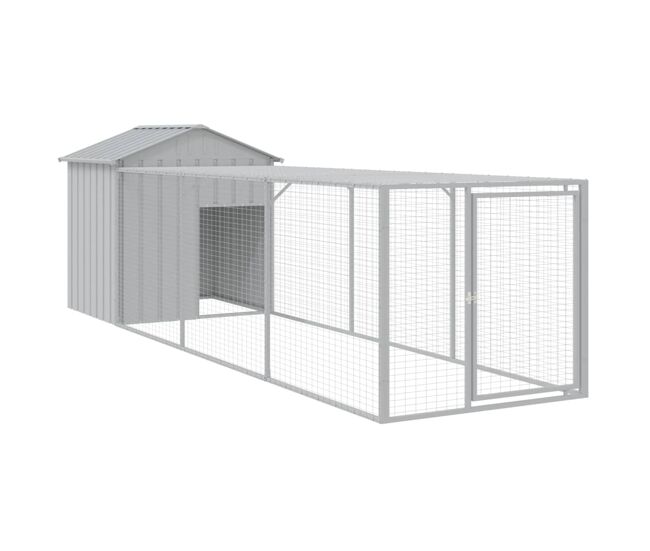 Vidaxl galinheiro com anexo 117x405x123 cm aço galvanizado cinza-claro