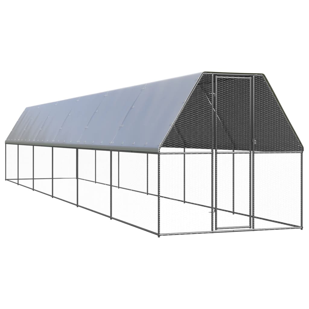 Vidaxl galinheiro de exterior 2x12x2 m aço galvanizado