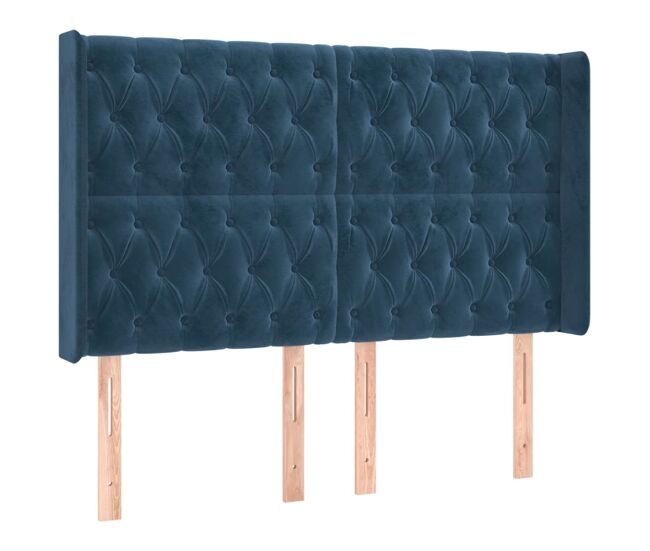 Vidaxl cabeceira cama c/ abas veludo 147x16x118/128 cm azul-escuro
