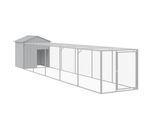 Vidaxl galinheiro com anexo 117x609x123 cm aço galvanizado cinza-claro