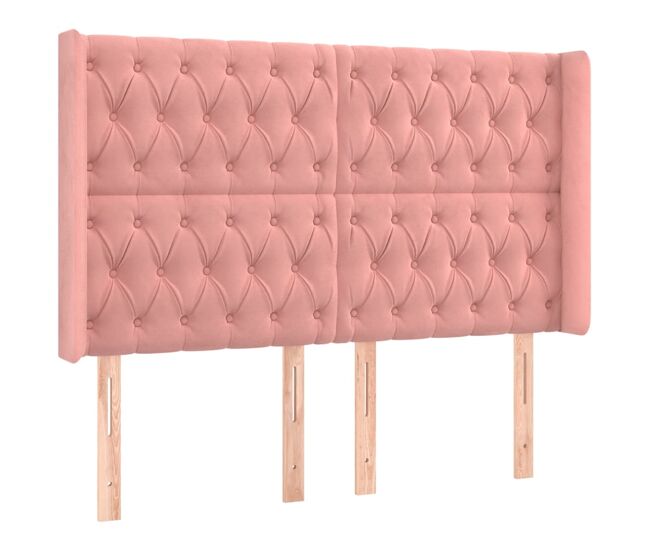 Vidaxl cabeceira cama c/ abas veludo 163x16x118/128 cm rosa