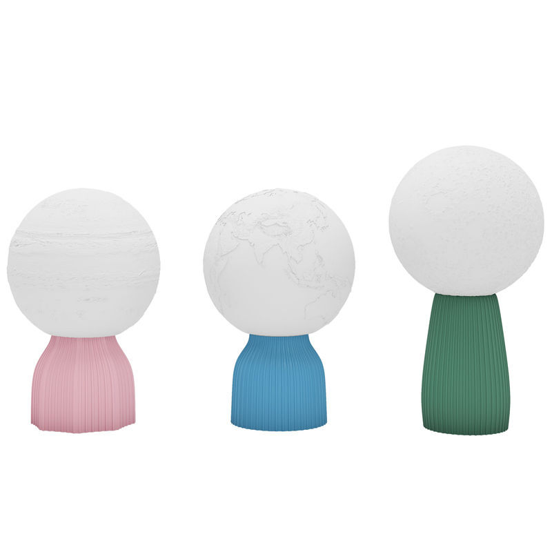 Homcom conjunto de 3 candeeiros de mesa de cabeceira 3d candeeiros de mesa com 3 cores brilho ajustável em 10 níveis conexão usb para casa escritório