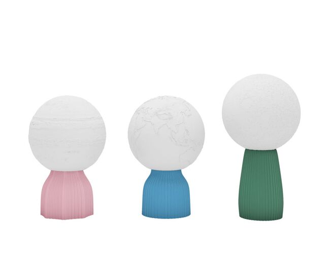 Homcom conjunto de 3 candeeiros de mesa de cabeceira 3d candeeiros de mesa com 3 cores brilho ajustável em 10 níveis conexão usb para casa escritório