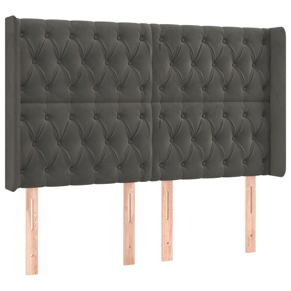 Vidaxl cabeceira cama c/ abas veludo 163x16x118/128 cm cinzento-escuro
