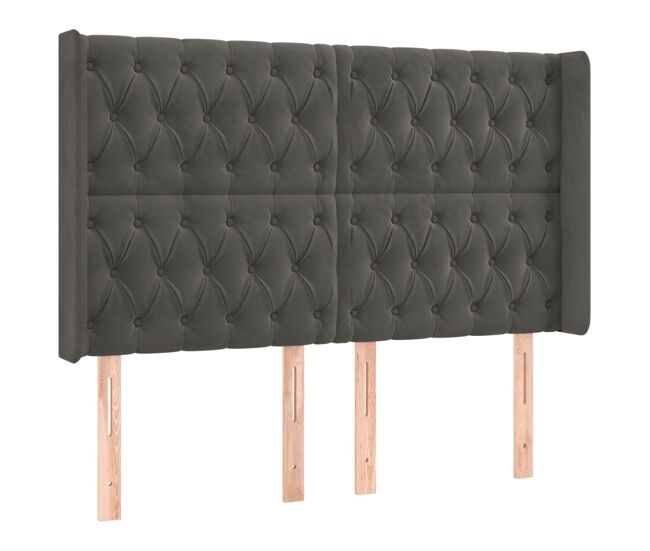 Vidaxl cabeceira cama c/ abas veludo 163x16x118/128 cm cinzento-escuro