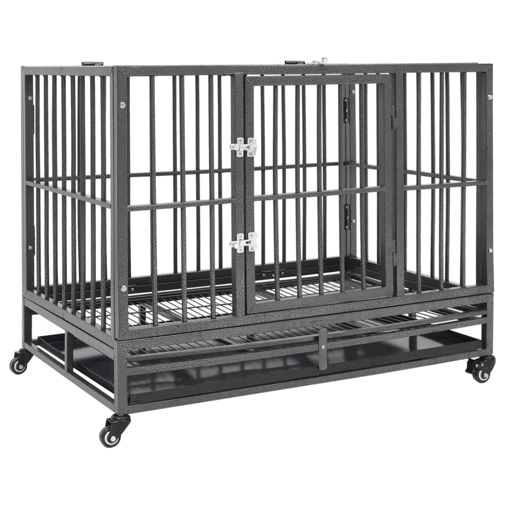 Vidaxl jaula para cães com rodas aço 102x72x85 cm