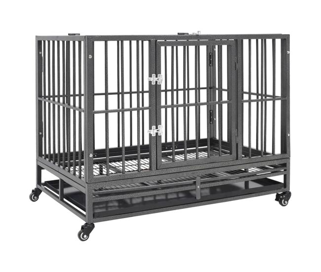 Vidaxl jaula para cães com rodas aço 102x72x85 cm
