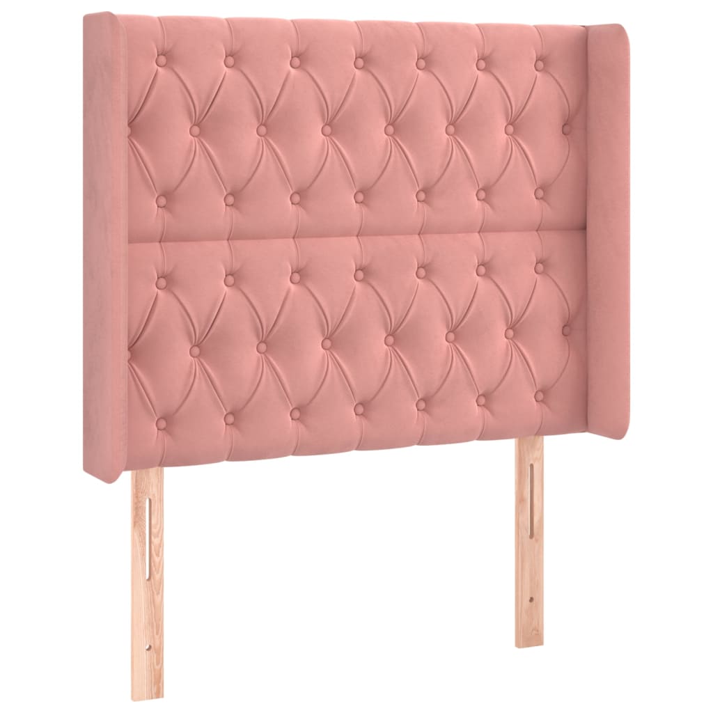 Vidaxl cabeceira de cama c/ abas veludo 93x16x118/128 cm rosa