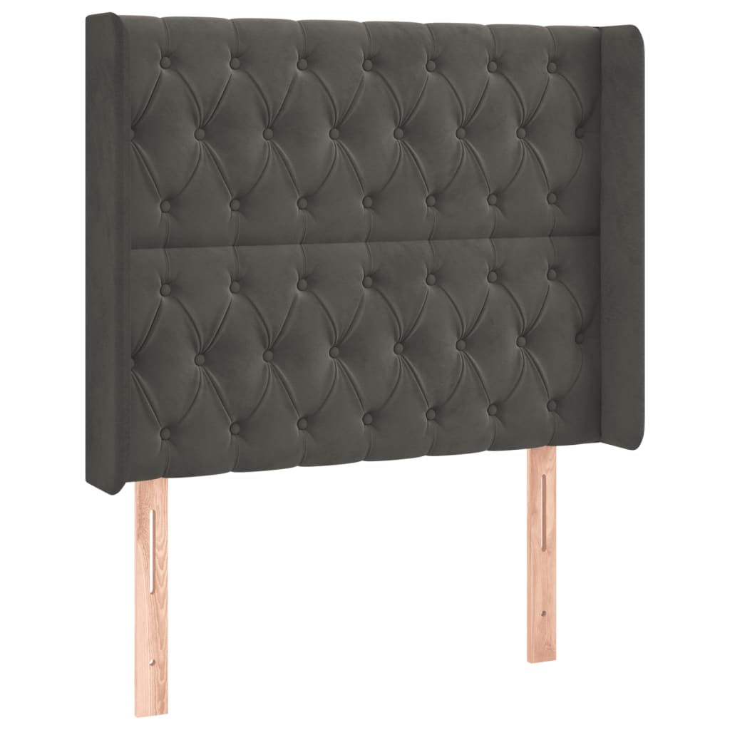 Vidaxl cabeceira cama c/ abas veludo 93x16x118/128 cm cinzento-escuro