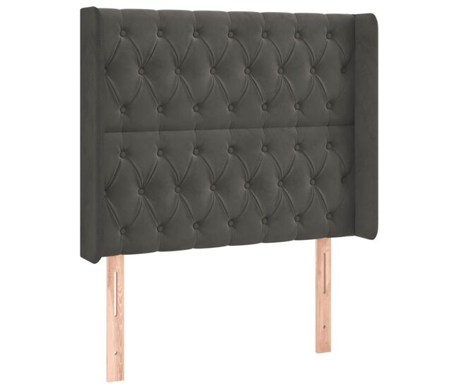 Vidaxl cabeceira cama c/ abas veludo 93x16x118/128 cm cinzento-escuro