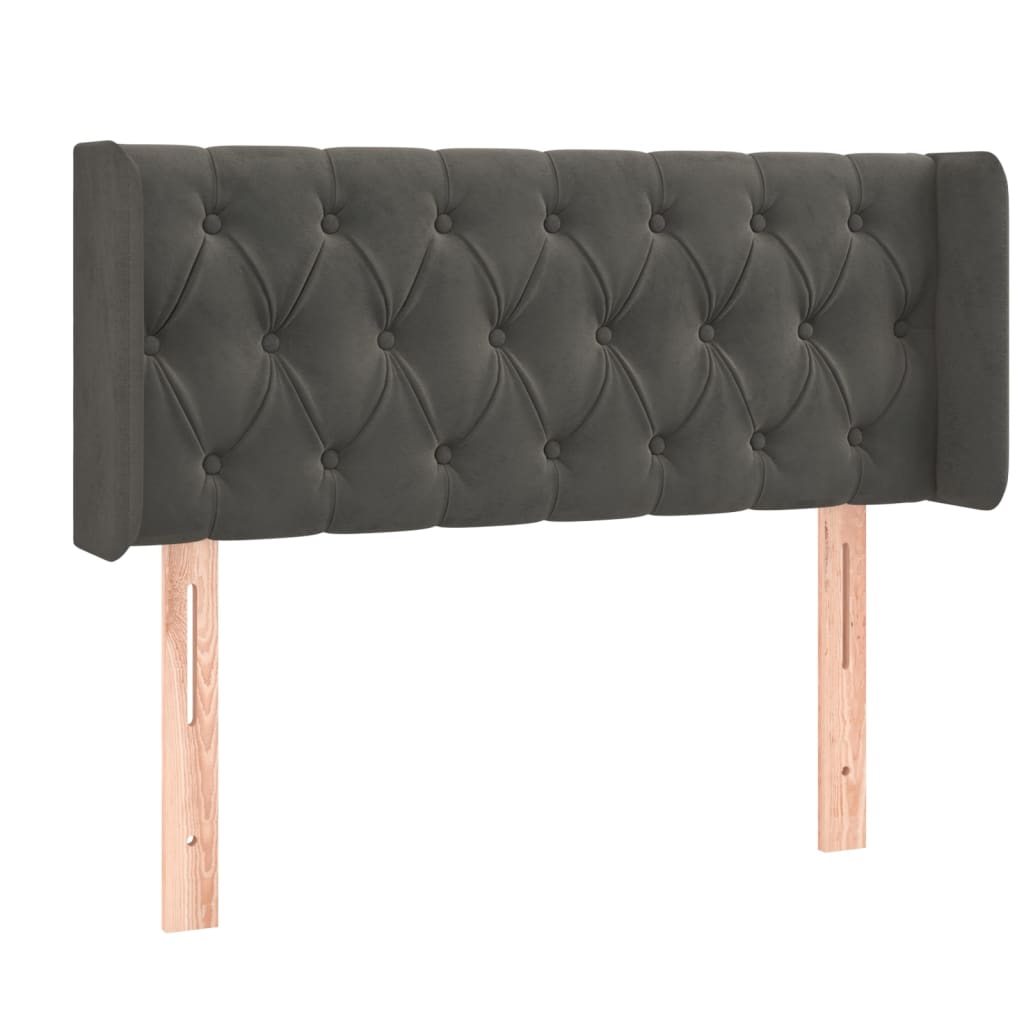 Vidaxl cabeceira de cama c/ abas veludo 103x16x78/88cm cinzento-escuro