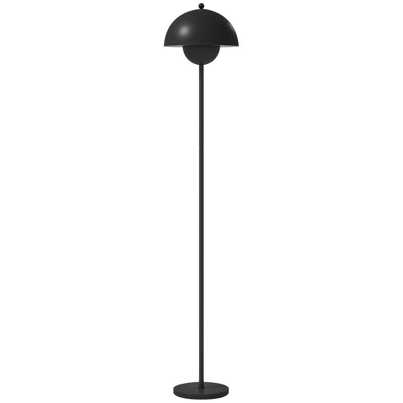 Homcom candeeiro de pé moderno 155 cm candeeiro de pé para sala com ecrã em forma de taça refletora de luz interruptor de pé suporte e27 sem lâmpada