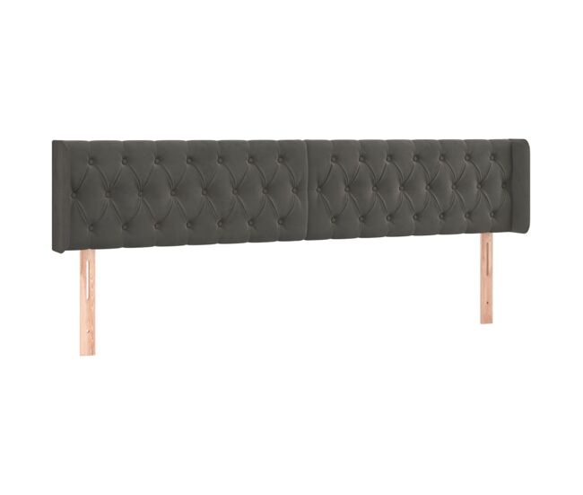 Vidaxl cabeceira de cama c/ abas veludo 203x16x78/88cm cinzento-escuro