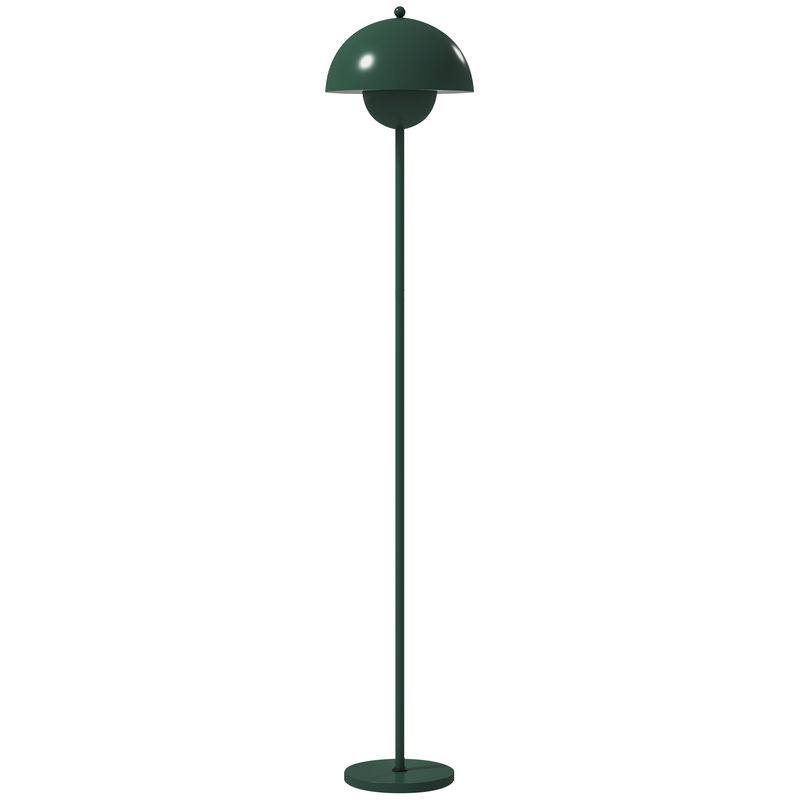 Homcom candeeiro de pé moderno 155 cm candeeiro de pé para sala com ecrã em forma de taça refletora de luz interruptor de pé suporte e27 sem lâmpada para quarto escritório sala de estar ø35x155 cm verde