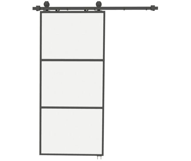 Homcom porta de correr com acessórios porta de correr de vidro com mecanismo de fecho suave para casa de banho sala de estar cozinha 91,4x203,2 cm