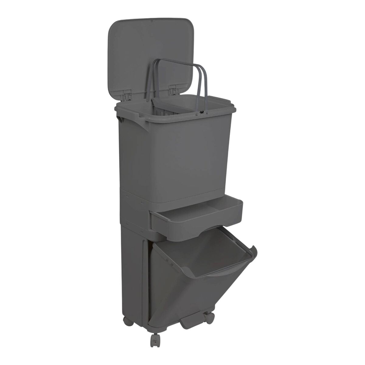 Lixeira de reciclagem com triagem seletiva e pedal