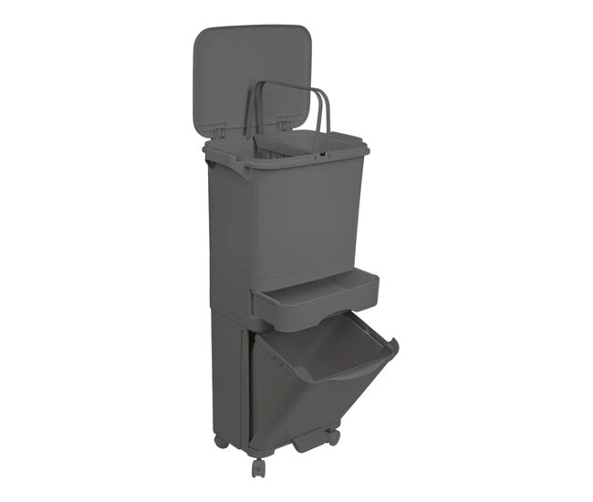 Lixeira de reciclagem com triagem seletiva e pedal