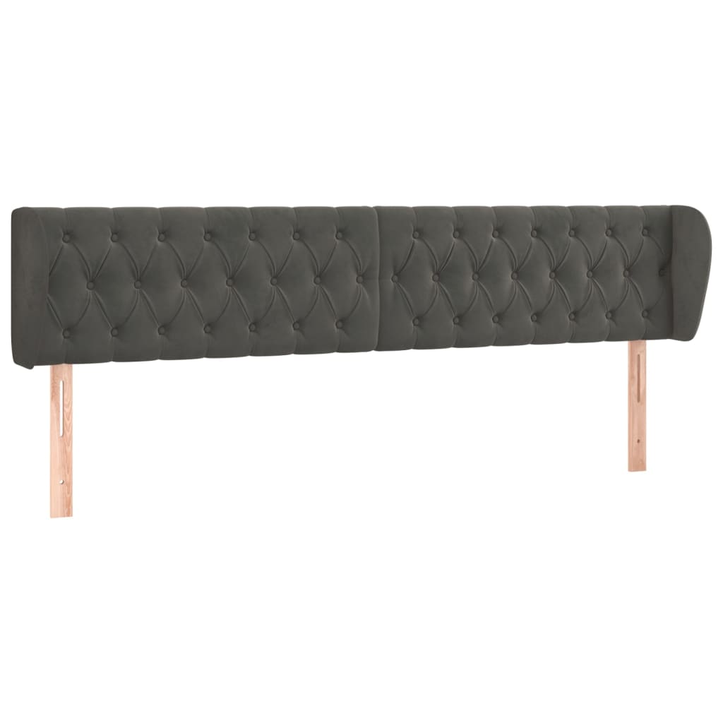 Vidaxl cabeceira de cama c/ abas veludo 183x23x78/88cm cinzento-escuro