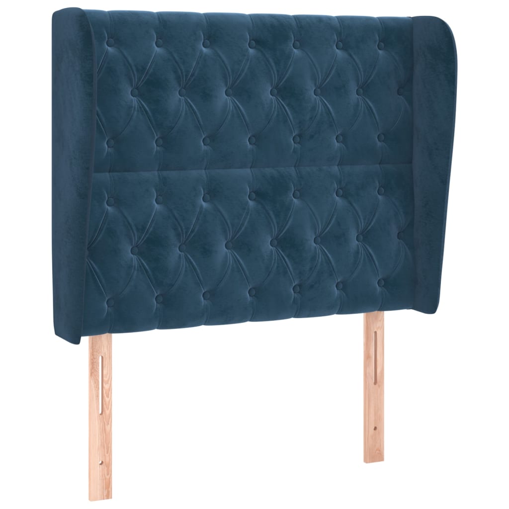 Vidaxl cabeceira cama c/ abas veludo 103x23x118/128 cm azul-escuro