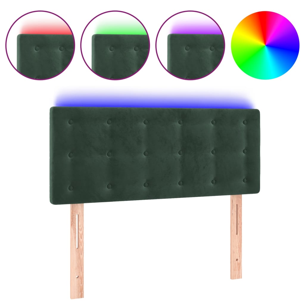 Vidaxl cabeceira de cama c/ luzes led veludo 80x5x78/88cm verde-escuro
