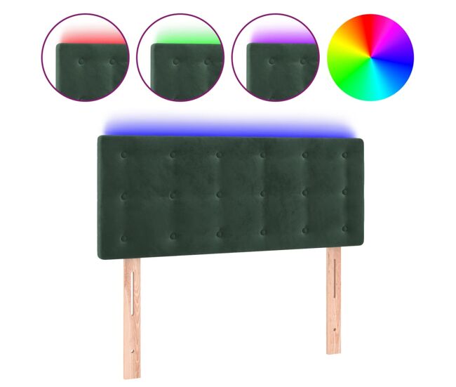 Vidaxl cabeceira de cama c/ luzes led veludo 80x5x78/88cm verde-escuro