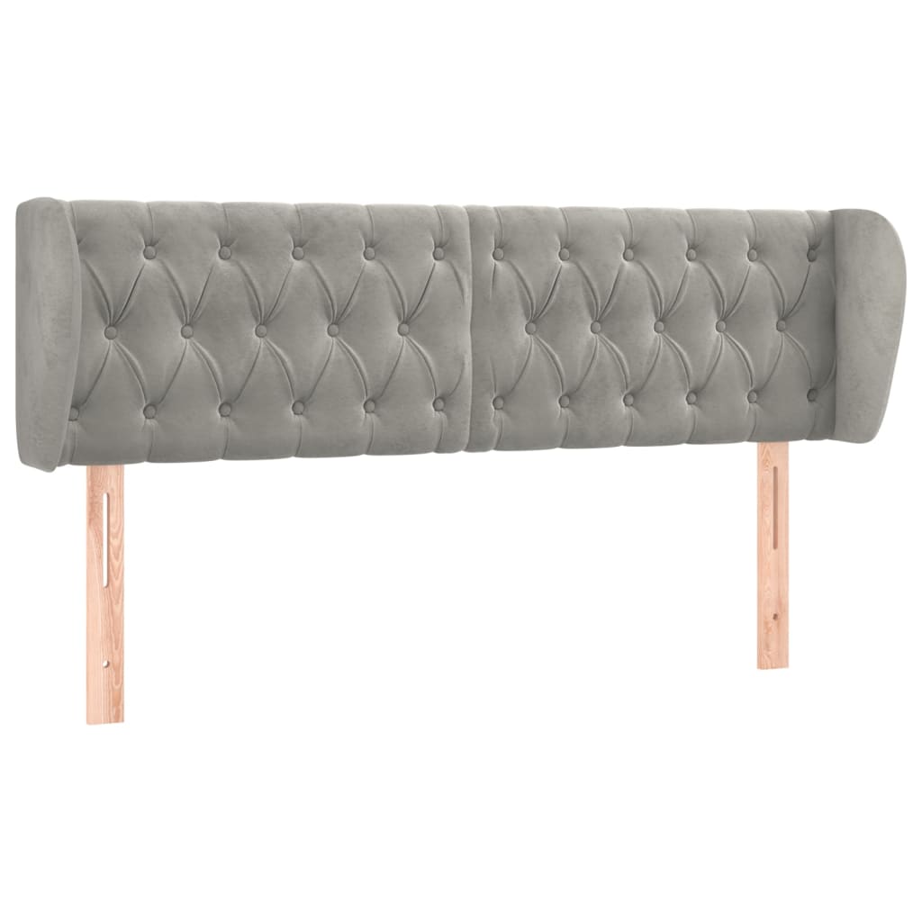 Vidaxl cabeceira de cama c/ abas veludo 163x23x78/88 cm cinzento-claro