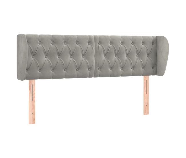 Vidaxl cabeceira de cama c/ abas veludo 163x23x78/88 cm cinzento-claro