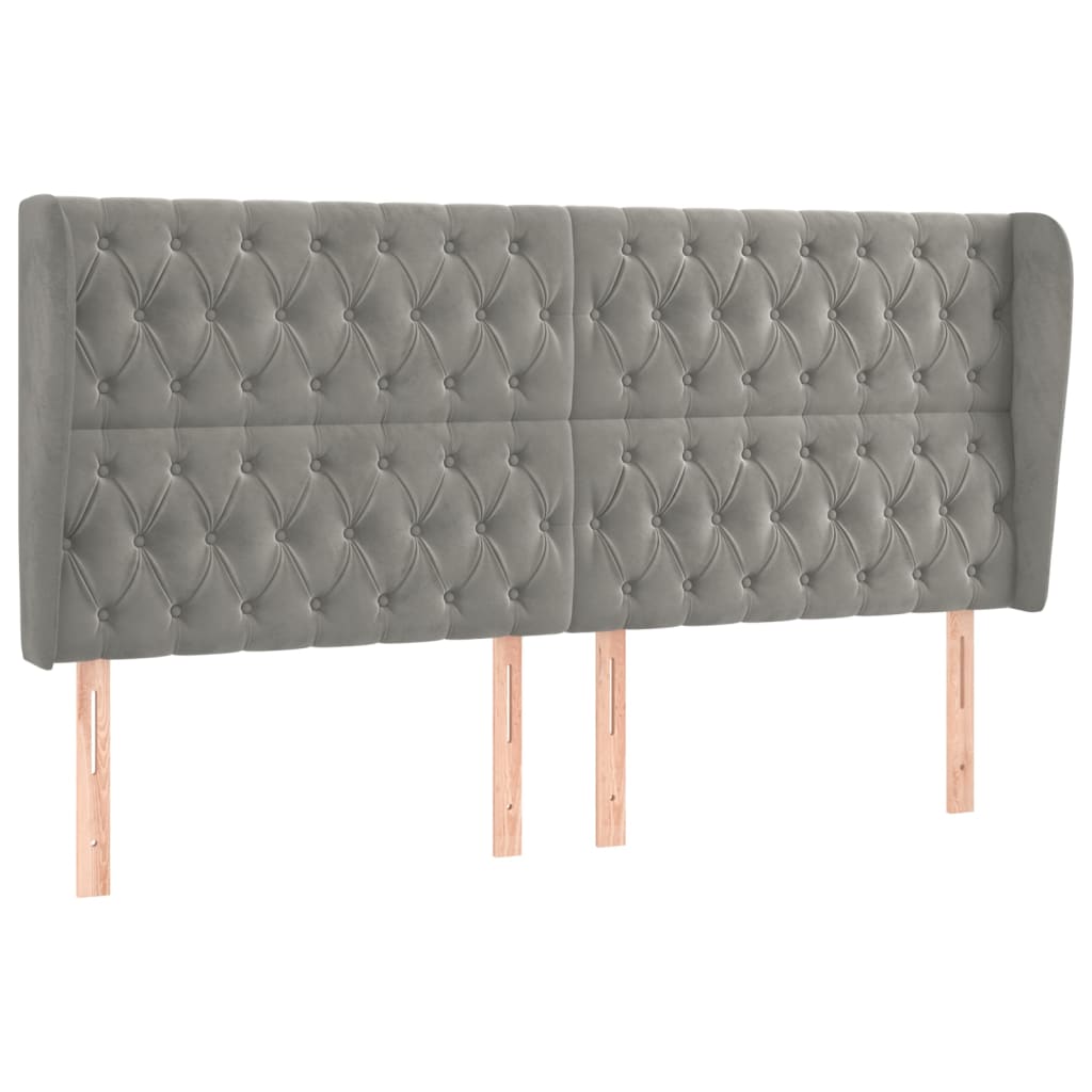 Vidaxl cabeceira cama c/ abas veludo 203x23x118/128 cm cinzento-claro
