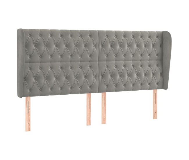 Vidaxl cabeceira cama c/ abas veludo 203x23x118/128 cm cinzento-claro