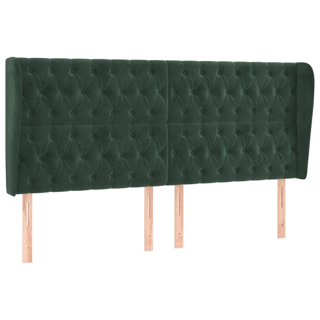 Vidaxl cabeceira cama c/ abas veludo 183x23x118/128 cm verde-escuro